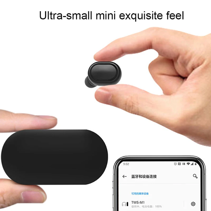 M1TWS Bluetooth наушники HIFI IPX6 водонепроницаемые V5.0 для Andorid Ios с 350 мАч зарядная коробка
