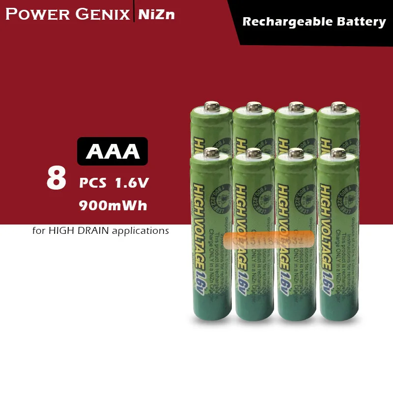 Бесплатная доставка 8 шт./лот NiZn 1 6 в AAA 900mWh перезаряжаемая Powergenix более 5 В батарея