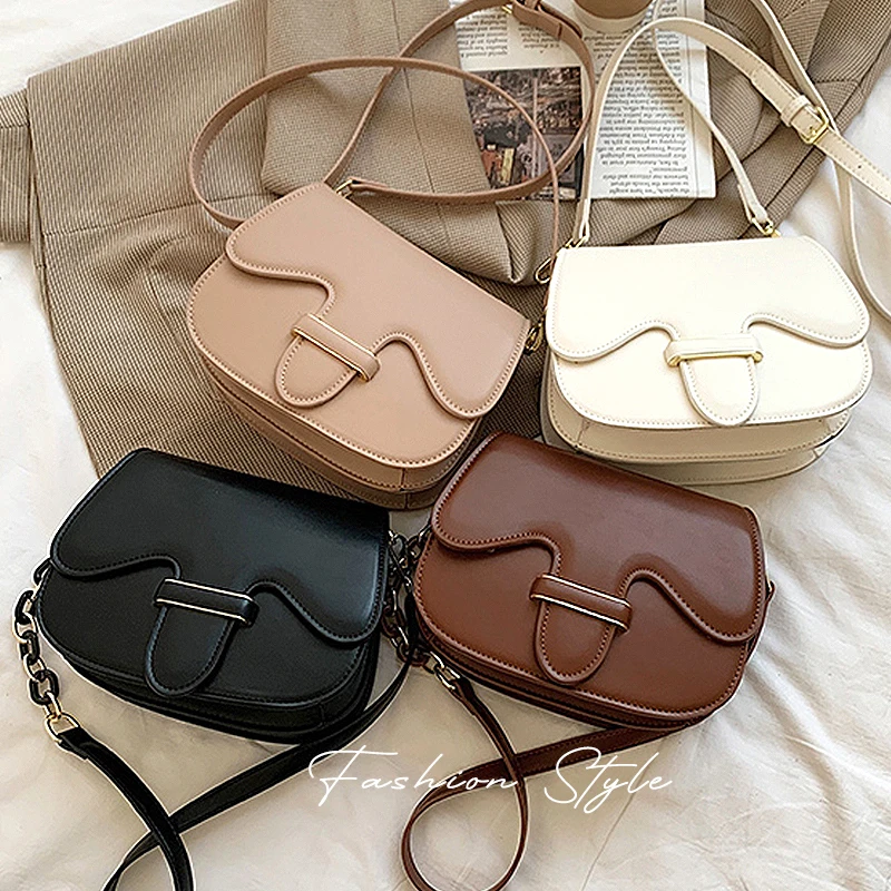 

CEZIRA Luxury Chain PU Leather Crossbody Shoulder Bag For Women Fashion Brand Flap Saddle Handbags Ladies Solid Color Messenger