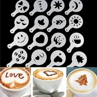 16pcslot coffee latte cappuccino barista art stencils cake duster templates coffee accessories milk mold coffe decoration