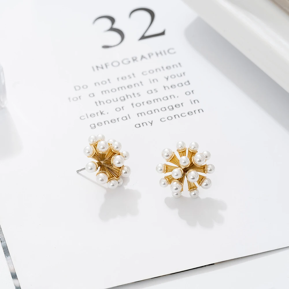 

High Quality Pin Fashion Earrings ivory color pearls Stocks Selling Women Stud Earrings 2020 New Jewelry
