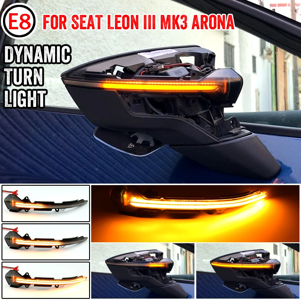 

Светодиодный динамический поворотник для SEAT Leon III Mk3 5F 13-18 Ibiza KJ Mk5 V Arona 17-18, поворотный сигнал, последовательный боковой зеркальный Световой и...