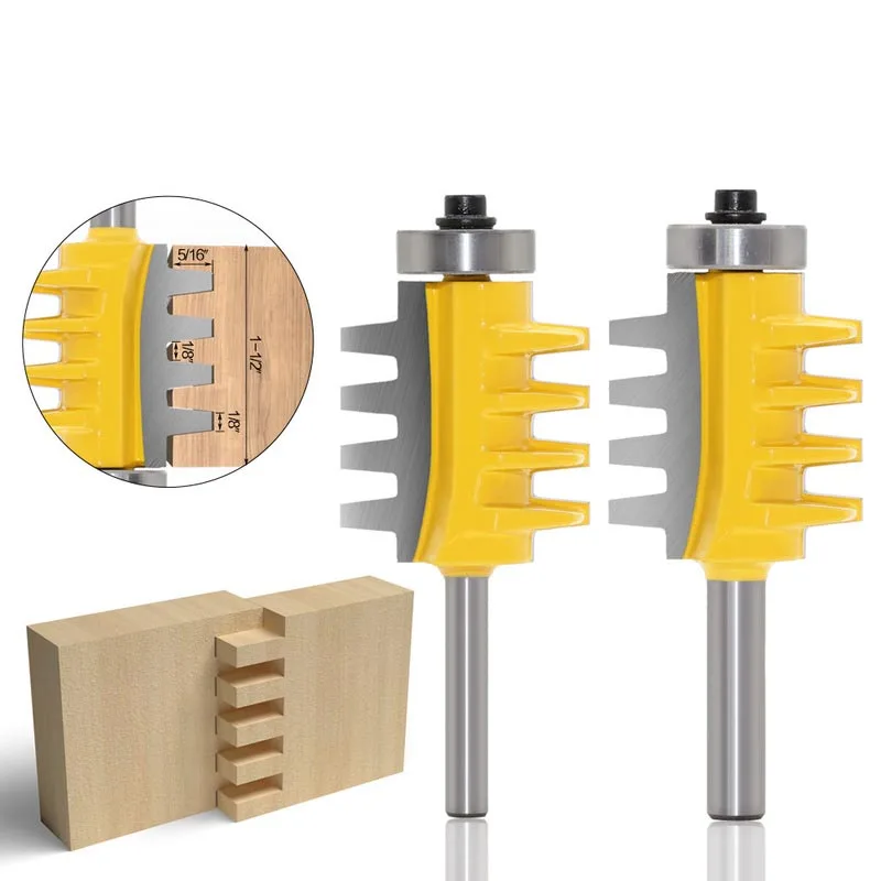 

6/8 / 6.35mm Shank Rail Reversible Finger Joint Glue Router Bit Cone Tenon Woodwork Carving Milling Cutter Wood Router Cutters