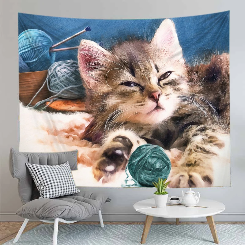 

Animal Cat Dog Printed Yoga Mat Wall Art Hanging Tapestry Home Decor Bedspread Blanket
