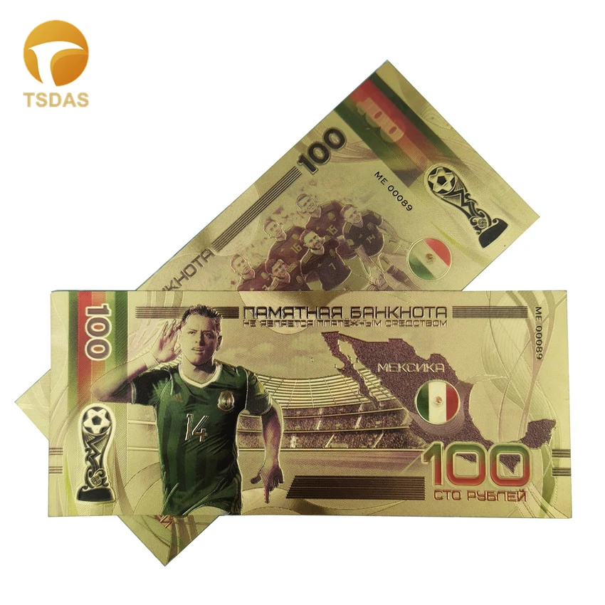Футбольная банкнота в 24 к позолоченные поддельные деньги для сбора и подарка 100
