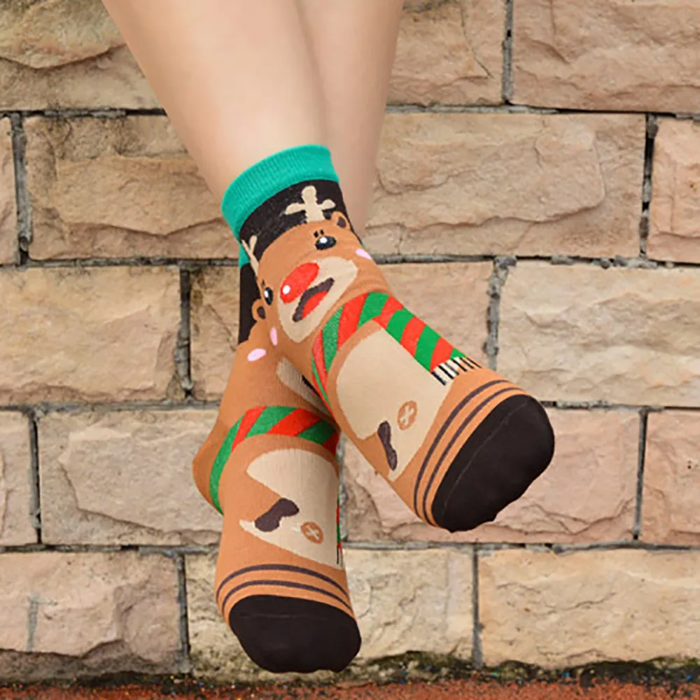 Рождественские носки с 3D принтом забавные женские модные повседневные хлопковые