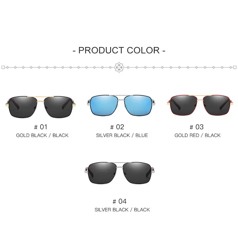 

Fashion Square Polarized Sunglasses Men Driving 2021 Vintage Rectangle Metal Frame Sun Glasses Luxury Brand Design UV400 Eyewear