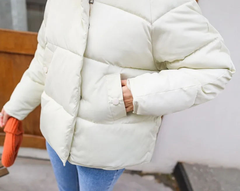 2019 Women's Winter Jacket Hooded Cotton Puffer Parka Five color Solid Leather Coat S——XXL|Женские парки| |