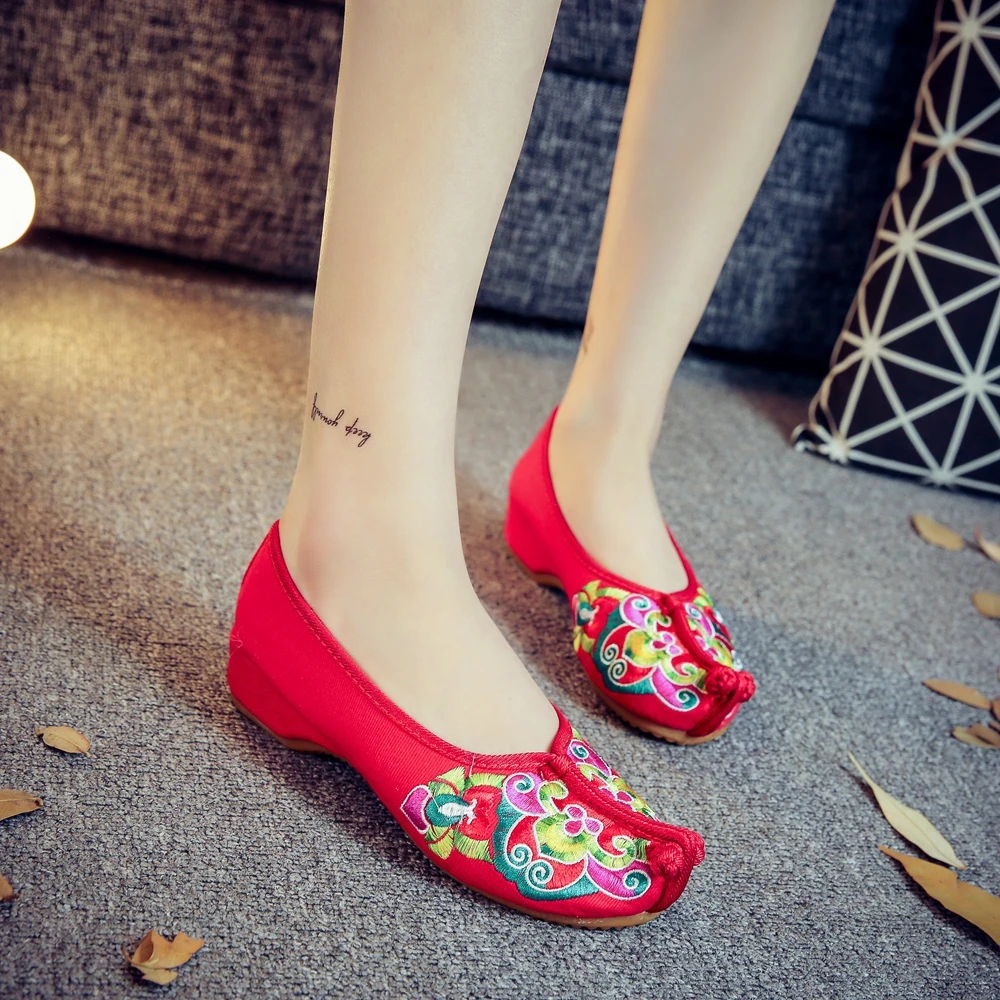 Veowalk/Женская обувь ручной работы на плоской подошве Китайская традиционная с