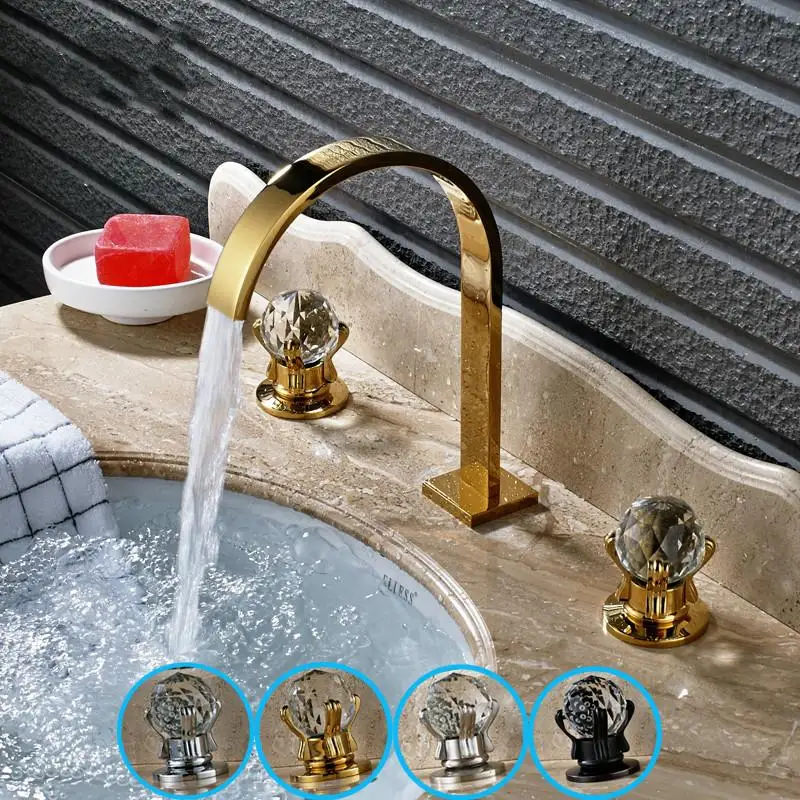 Смеситель для ванной комнаты из твердой латуни 3 шт. смеситель с двойной ручкой