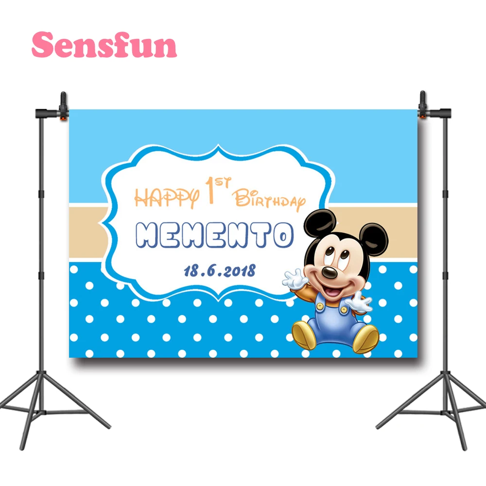 Sensfun детские Микки Мальчики День Рождения фотографии фоны детский душ белый