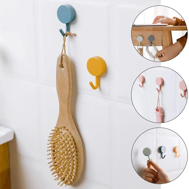 

Random Color Plastic Towel Hooks Hangers Self Adhesive Hook Multi Purpose Paste Shelf For Hallways Kitchen Tool
