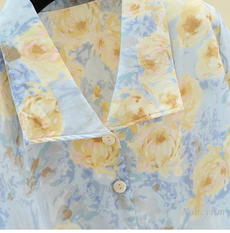 Chemisier élégant en mousseline de soie pour femmes, manches bouffantes, taille haute, court, assorti avec tout, été, 2021