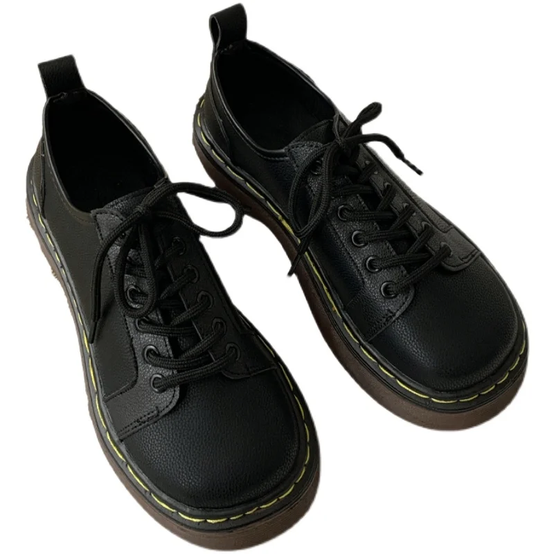 

Soft Womens Derby Shoes Clogs Platform British Style Shallow Mouth Modis Casual Female Sneakers Round Toe All-Match Leather Comf