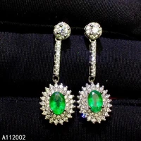 kjjeaxcmy fine jewelry natural emerald 925 sterling silver women earrings new ear studs support test classic popular