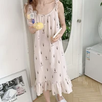 2021 summer new ice cream printing cotton yarn sling nightgown womens nightdress housewear female sleepwear lady nightwear
