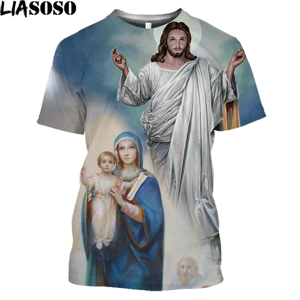

Religion Christ Jesus God Women Men's T Shirt Tops Casual Harajuku Daily Cartoon Guadalupe Virgin Mary Pincou 3D Tee Clothing