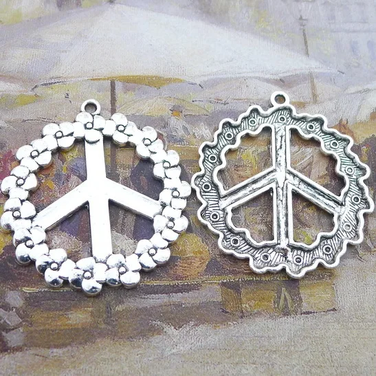 

Подвеска в виде цветка 4 шт./лот 38 мм * 40 мм, подвеска в виде античного серебряного знака мира, Подвески для изготовления ювелирных изделий сво...