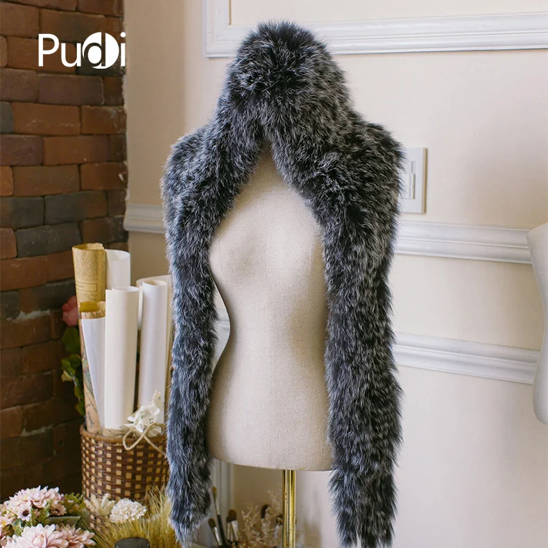 

Женская шапка из натурального меха Pudi, шапки из натурального Лисьего меха и енота для девочек, новинка 2020, черный шарф с капюшоном, зимние те...