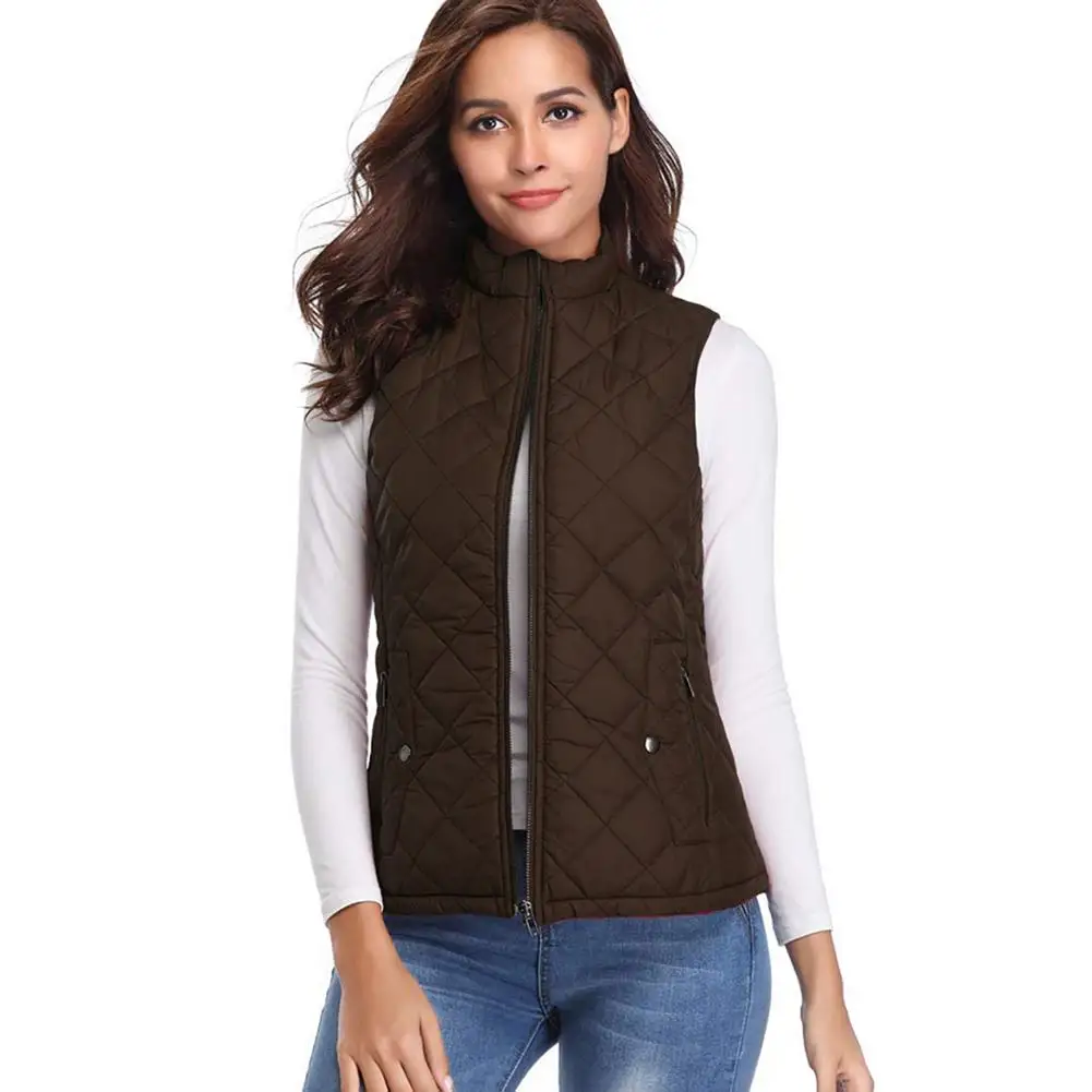 Женская куртка пальто Осень зима женский однотонный жилет с воротником стойкой