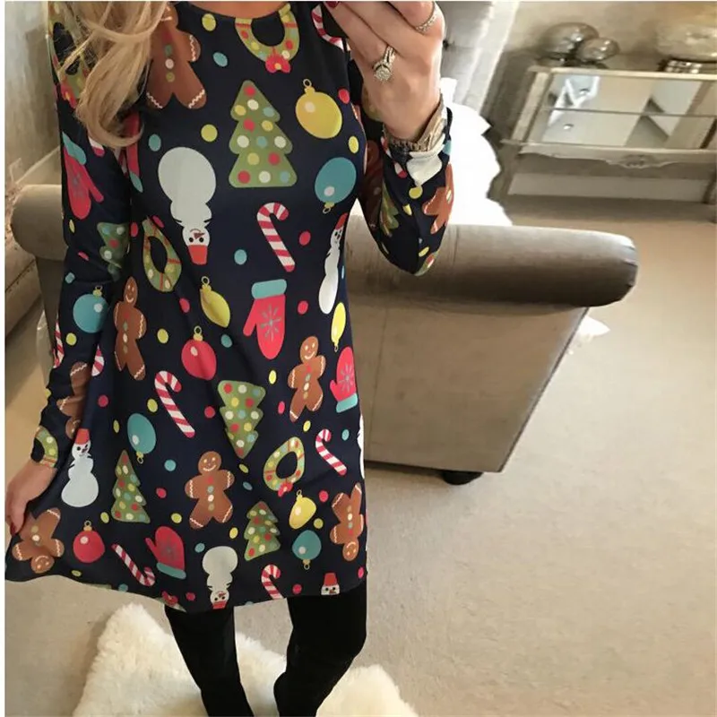 

Large Sizes 2021 New Autumn Women Casual Long Sleeve Cute Christmas Tree Snowman Dresses Loose Plus Size Dress Vestidos 4XL 5XL