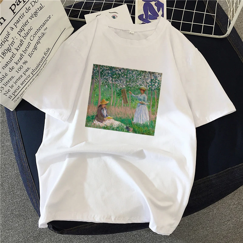 

90s Graphic Rock Top Tees Female Oil painting theme T Shirt Women Harajuku Vintage T-shirt Fashion Queen Tshirt