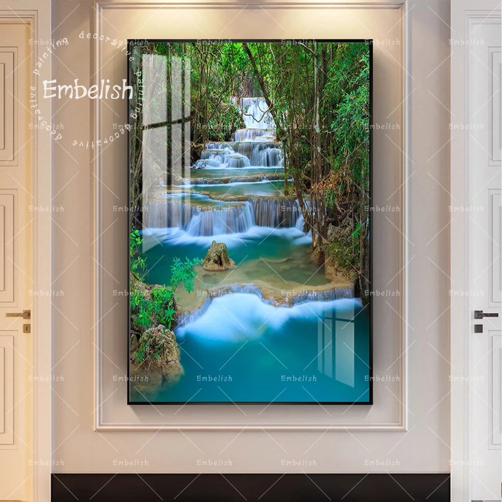 

Embelish 1 Pieces Modern Wall Art Posters For Living Room Waterfall Landscape Pictures Home Decor HD Print Canvas Oil Paintings