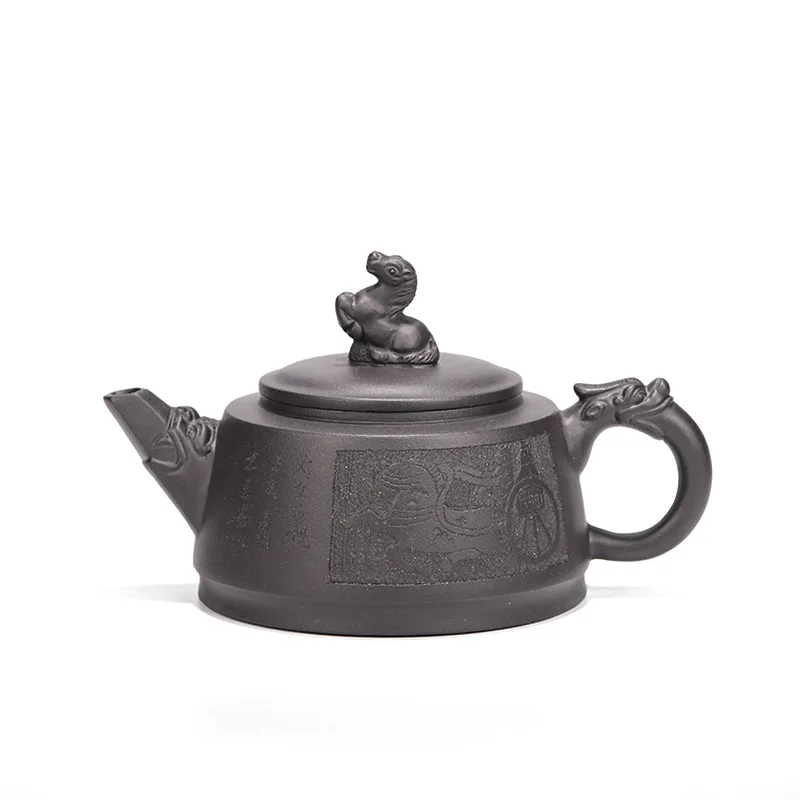 

Yixing raw ore black mud purple clay teapot master Xu Yi hand made Longma spirit Teapot Tea Set mixed batch