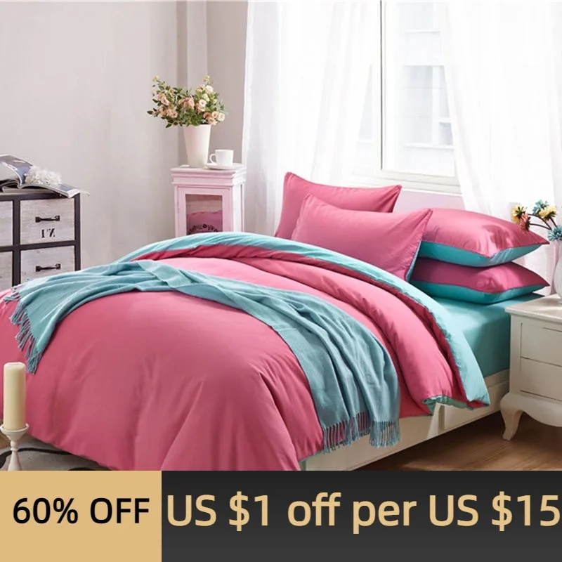 

Bedding solid color two-piece brushed four-piece student dormitory simple three-piece quilt cover single person double