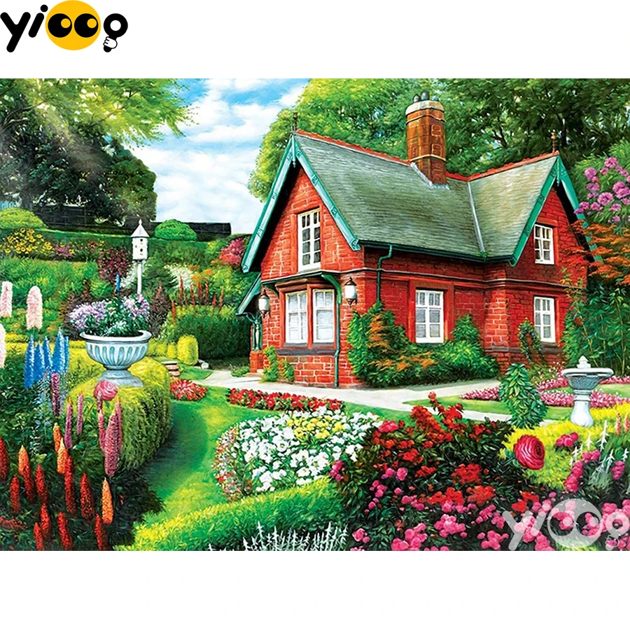 

Full Square/Round Drill Diamond Painting Cross Stitch Embroidery Cabin in the Garden Rhinestone Mosaic Home Decor Gift BX1754
