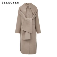 SELECTED Mid-length Commuter 100 Wool Scarf Collar Women Wool Coat S419427508