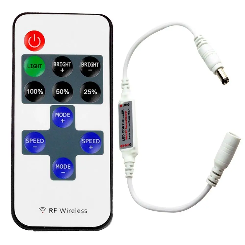 12V-24V LED Mini Remote Controller for Single Color 3528 5050 Strip Lights RF Dimmer 12 V DC Light Strips 6A JK042 | Лампы и освещение