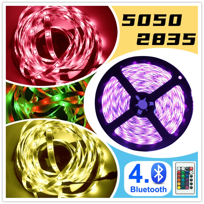 

Светодиодная лента luces LED RGB 5050 2835 водонепроницаемая гибкая лента с диодной лентой DC светильник в 5 м освещение
