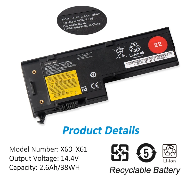 14 4v 2 6ah38wh 4cell kingsener laptop battery 40y7001 42t4776 92p1168 92p1170 42t4505 92p1167 for ibm thinkpad x60 x61 series free global shipping