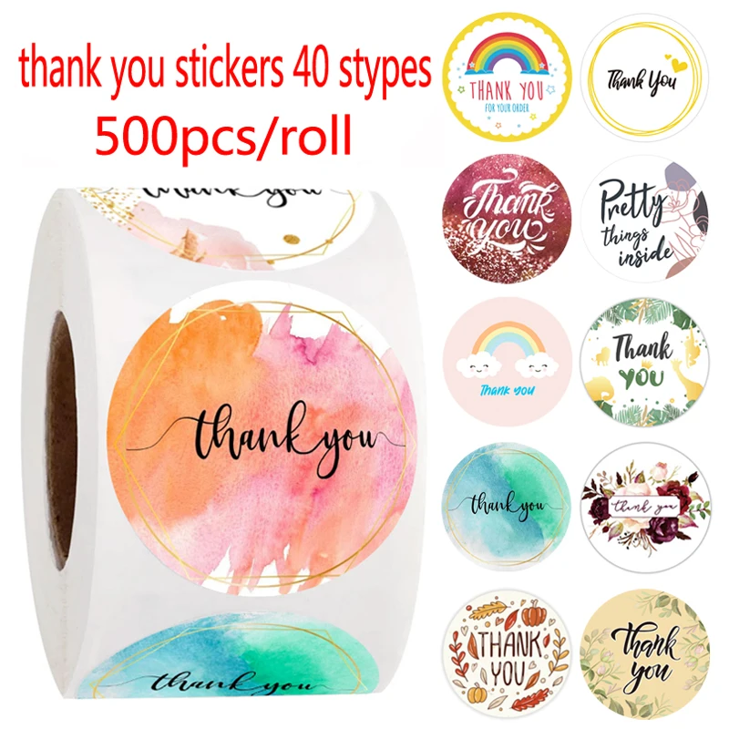 Вода Цвет Спасибо наклейки этикетки для печати 500 шт./рулон ручной работы в