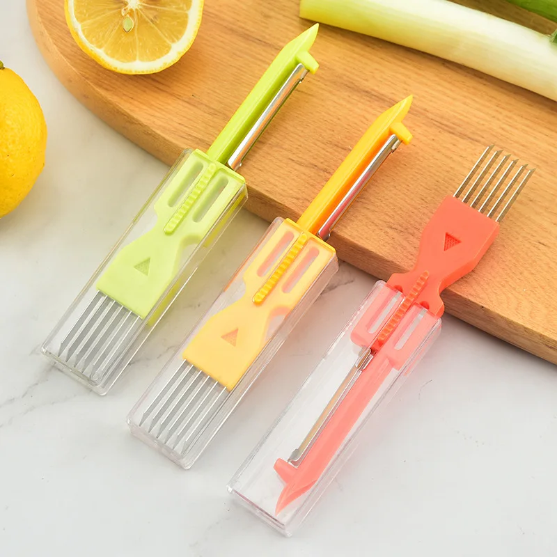 

3 In 1 Vegetable Cutter Peeler Onion Garlic Cutter Kitchen Supplies Shell Digging Fruit Planer Vegetables Slicer Shredder Tools
