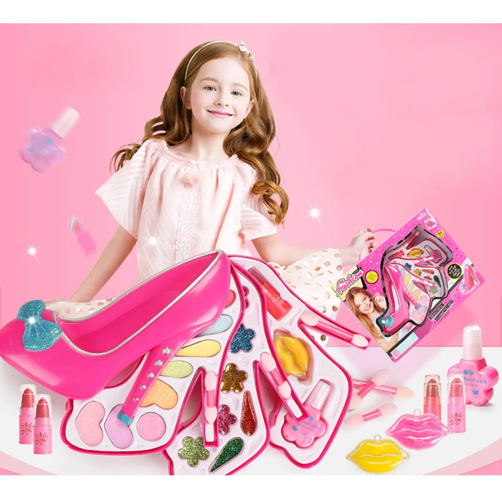 

Washable Makeup Toy Set, Safe & Non-Toxic, Real Cosmetic Beauty Set for Kids