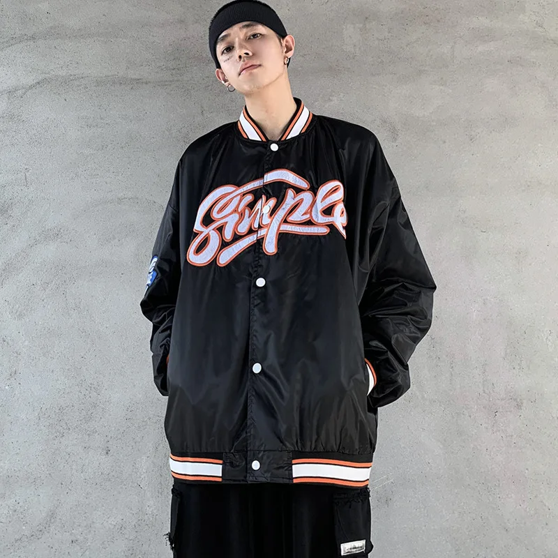 

2021 Hip Hop Patchwork Color Block Jackets Women Harajuku Streetwear Bomber Jacket Female Baseball Coats Embroidery Unisex Tops