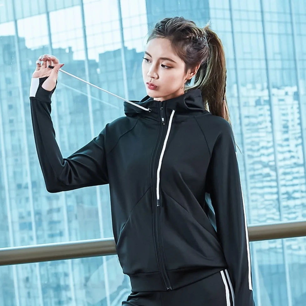 Женская спортивная куртка FE576 с полосками сбоку для йоги фитнеса тренажерного