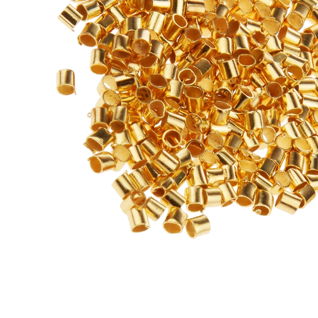 

1200pcs Wholesale Gold Plated Crimp Tube Beads 1.5mm 2mm DIY Jewelry Making