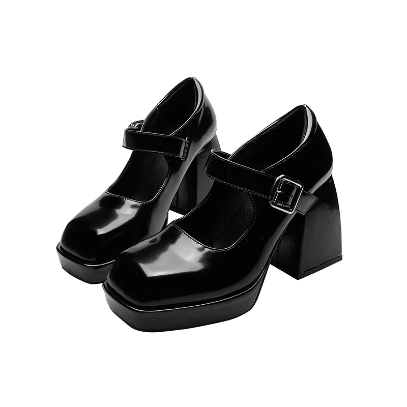 Туфли-лодочки женские на платформе высокий каблук 9 см квадратный носок Ретро