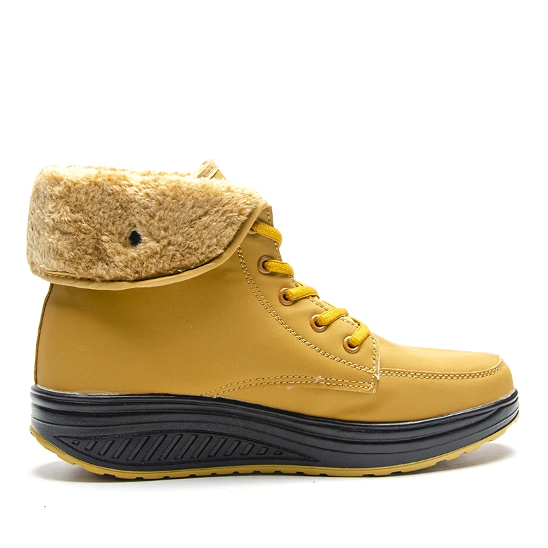 Женские ботинки на шнурках Fujin зимние высокие из искусственной кожи с мягкой