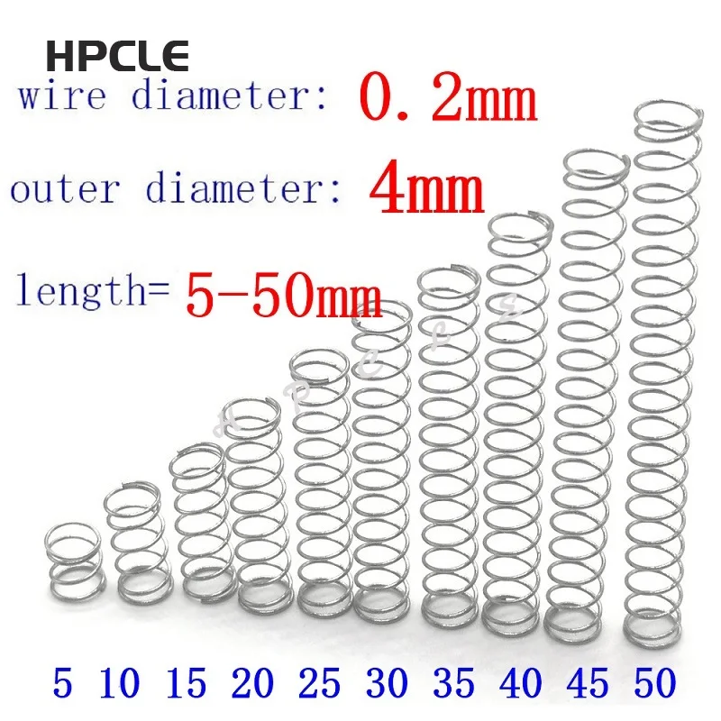 20 шт. диаметр проволоки = 0 2 мм 4 небольшие пружины из нержавеющей стали с микро