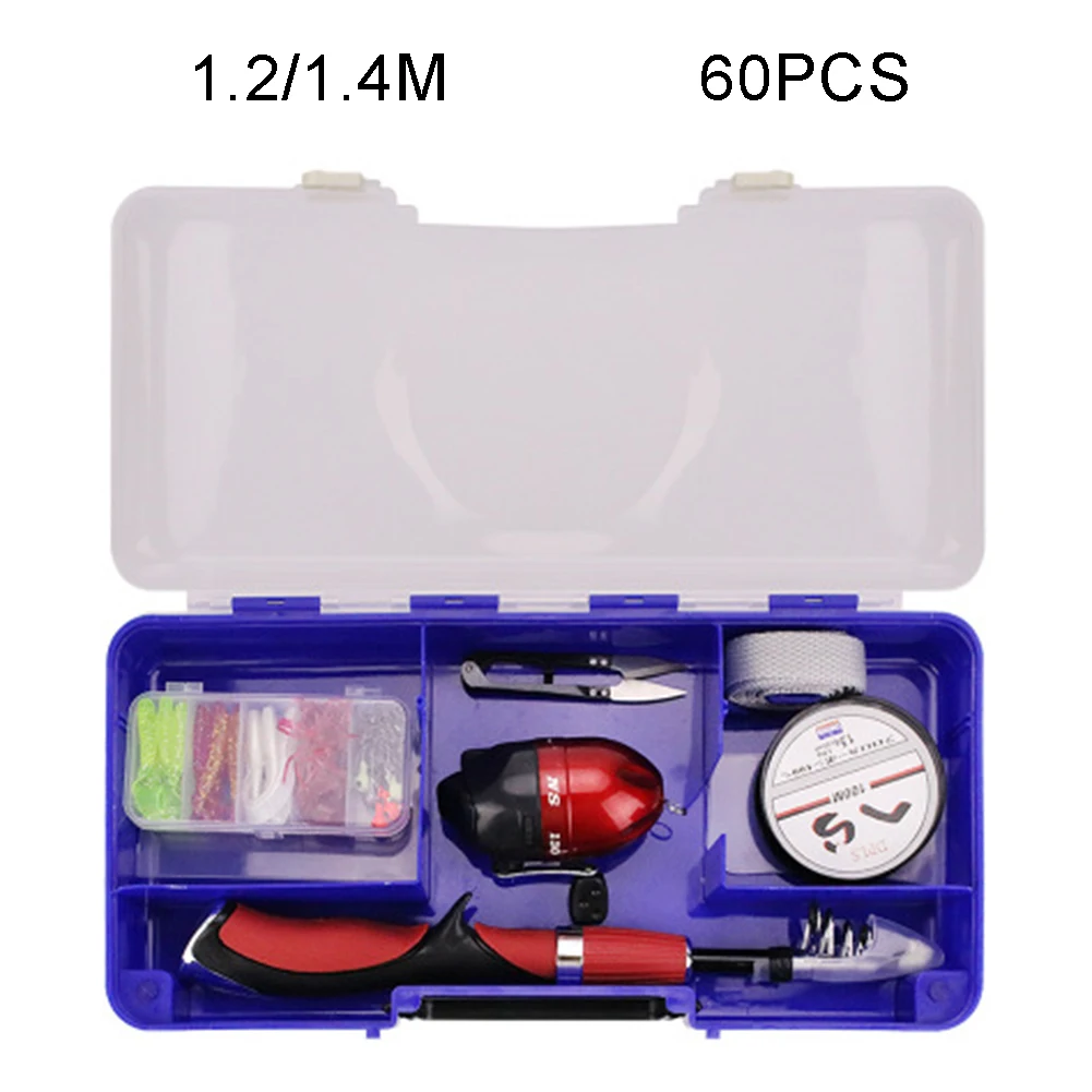 

1.2 Meter Kids Fishing Pole Set, Portable Telescopic Fishing Rod And Reel Full Function Kits Summer Fishing