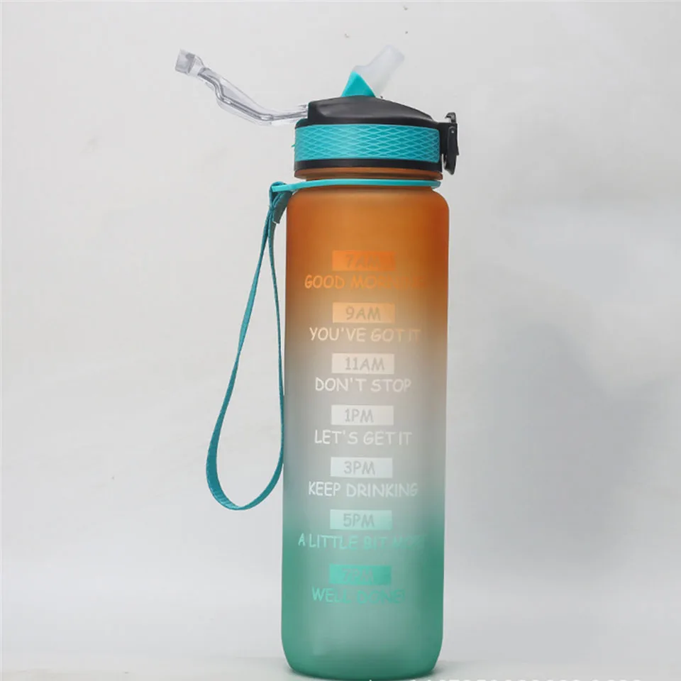 

1000ml/1L Tritan Sports Water Bottle Portable BPA Free Gym Fitness Outdoor Gallon Water Cup with Bouncing Lid and Straw