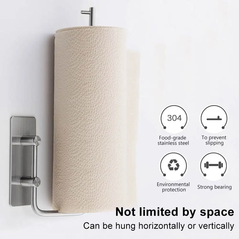 

Kitchen Roll Paper Self Adhesive Wall Mount Toilet Paper Holder Stainless Steel Bathroom Tissue Towel Accessories Rack Holders