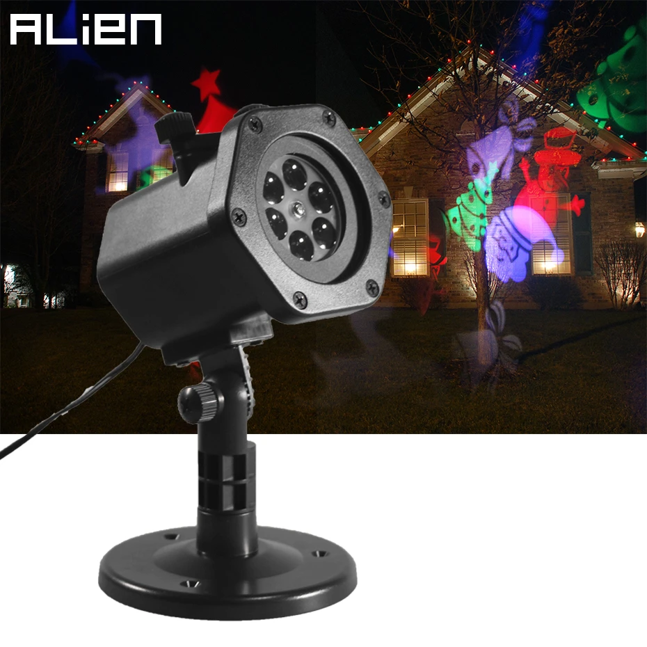 Светодиодный RGB проектор ALIEN 12 слайдов водонепроницаемый с эффектом снежинки|effect