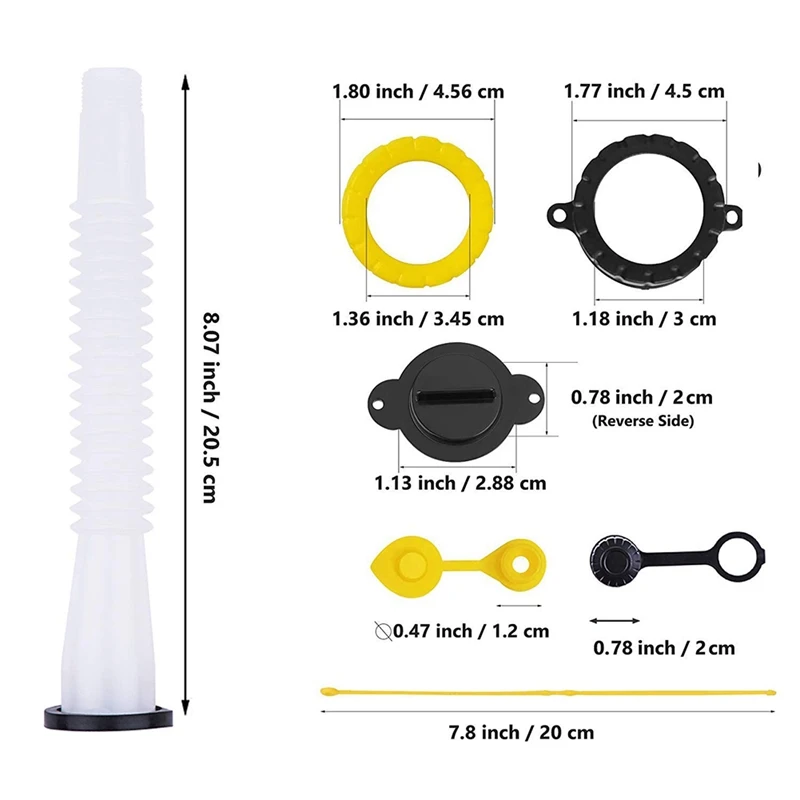 

Can Spout Replacement Improved Flexible Pour Nozzle Kit with Stopper Vent Cap and 2 Collar Caps for Essence Gott 3 Set