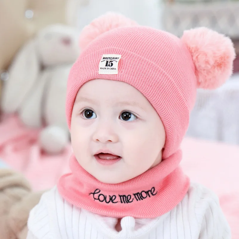 Unisex Kids Plush Hats And Scarf Baby Cap Set Korean lovely Girl Boy Child Winter Earmuffs Hat Warm Suit | Аксессуары для одежды