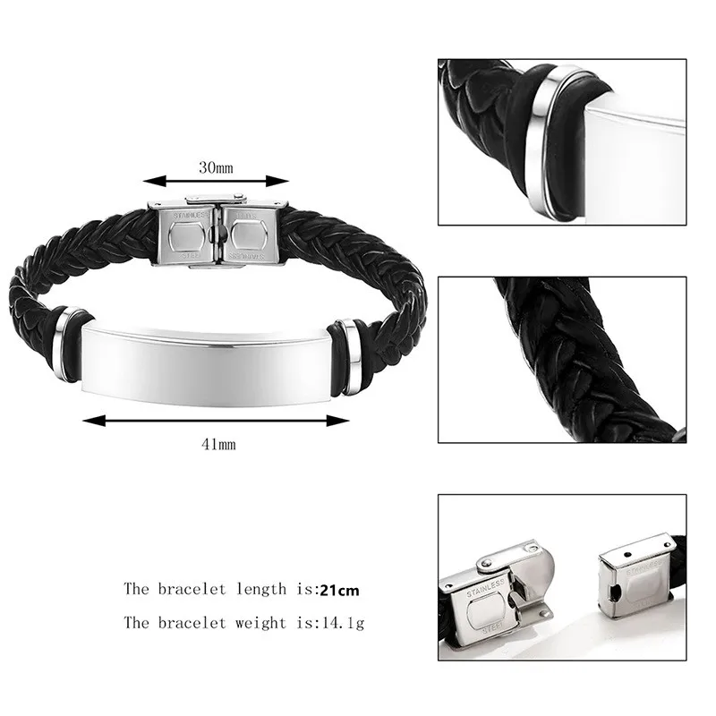 Уникальный из плетеной кожи ручной работы браслеты нержавеющей стали для мужчин